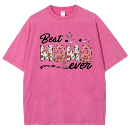 Best Mama Even Printed Washed Tee