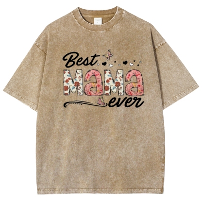 Best Mama Even Printed Washed Tee