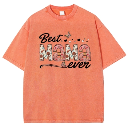 Best Mama Even Printed Washed Tee