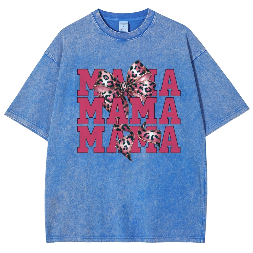 Pink Leopard Bow Printed Washed Tee