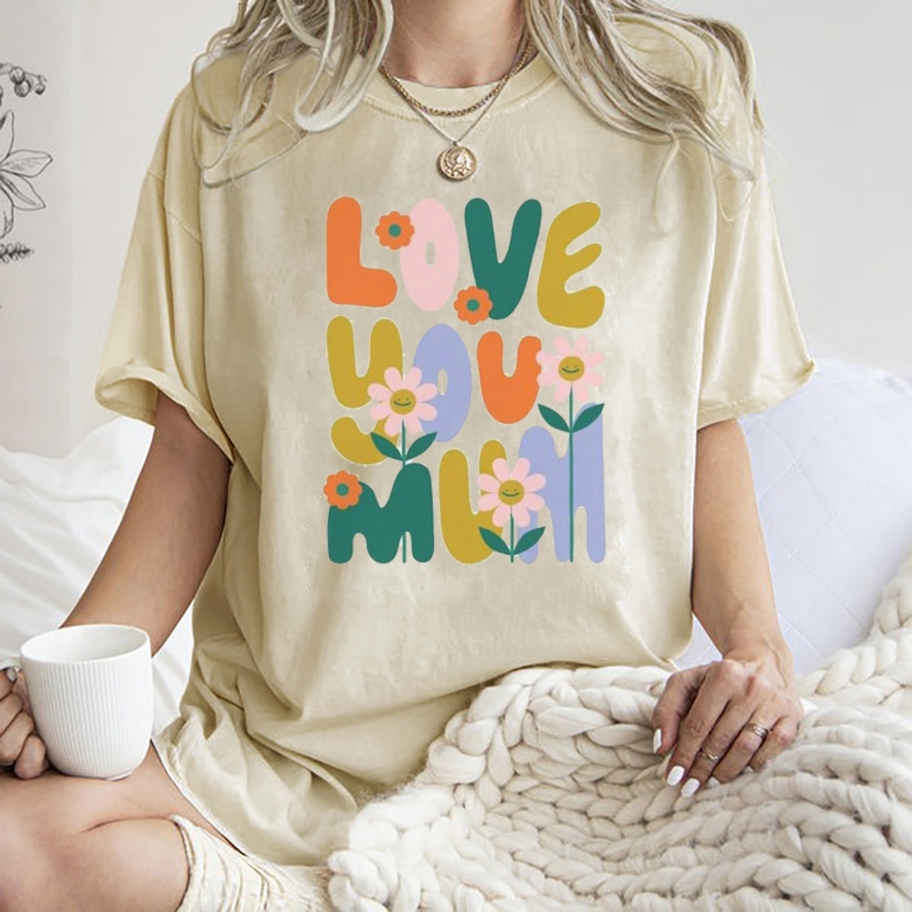 Love You Mom Printed Washed Tee