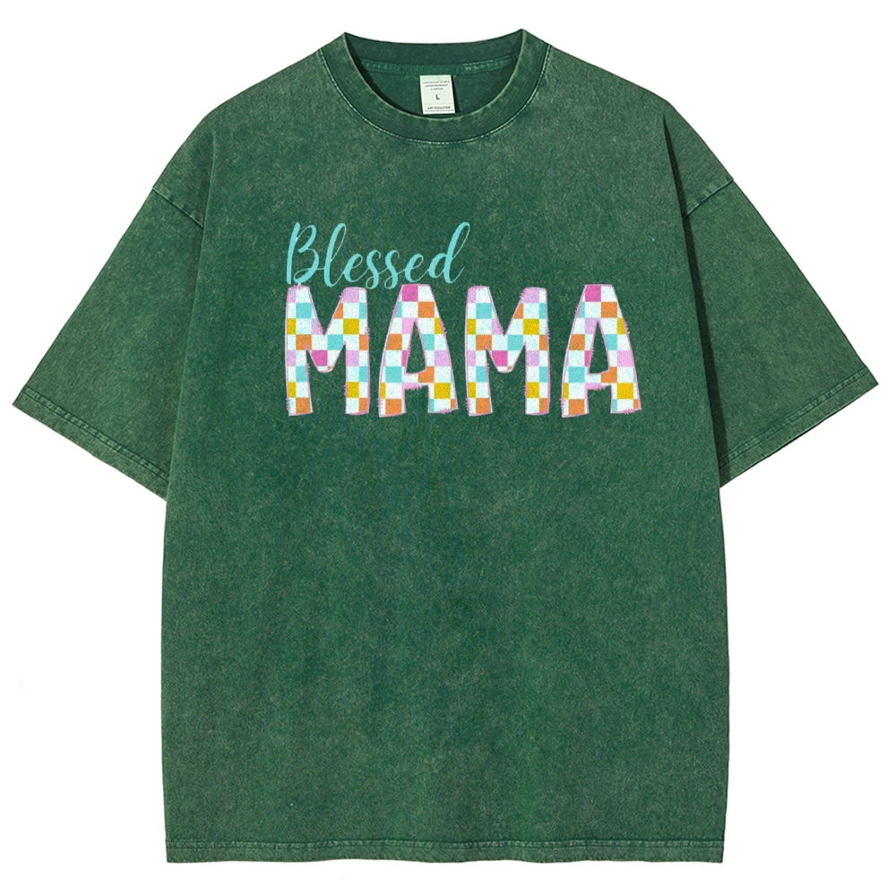 Blessed Mama Printed Washed Tee