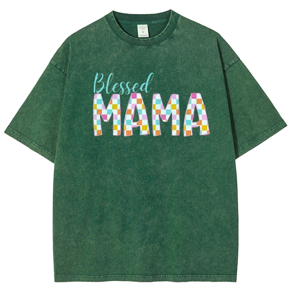 Blessed Mama Printed Washed Tee