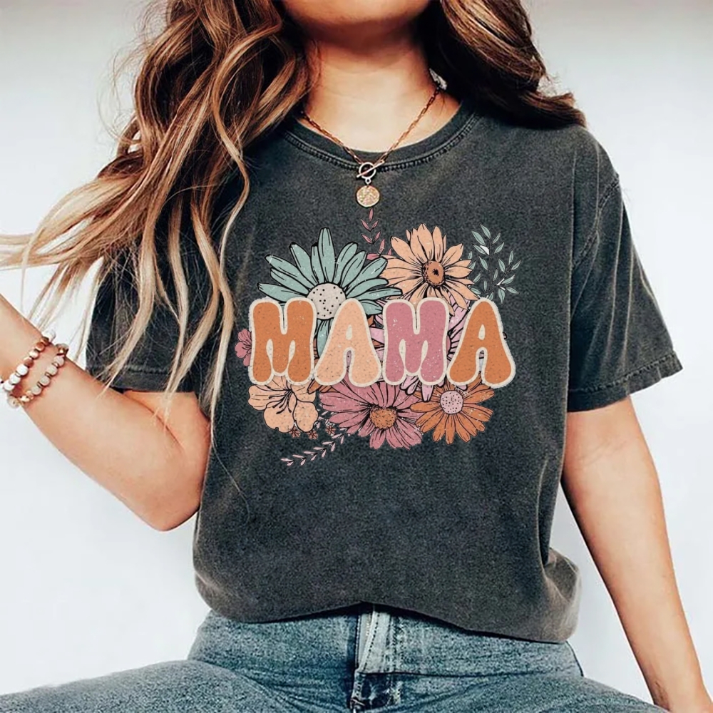 Flowers Mama Printed Washed Tee