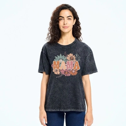 Flowers Mama Printed Washed Tee
