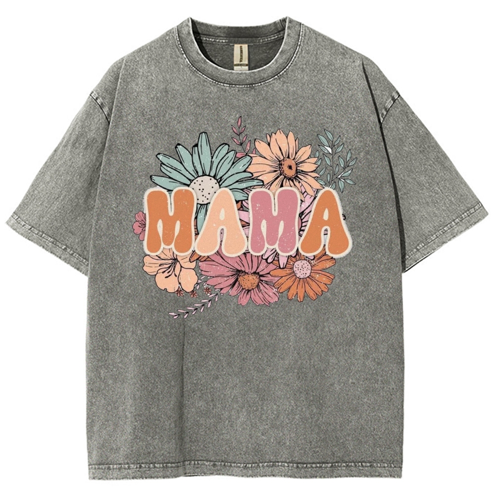 Flowers Mama Printed Washed Tee
