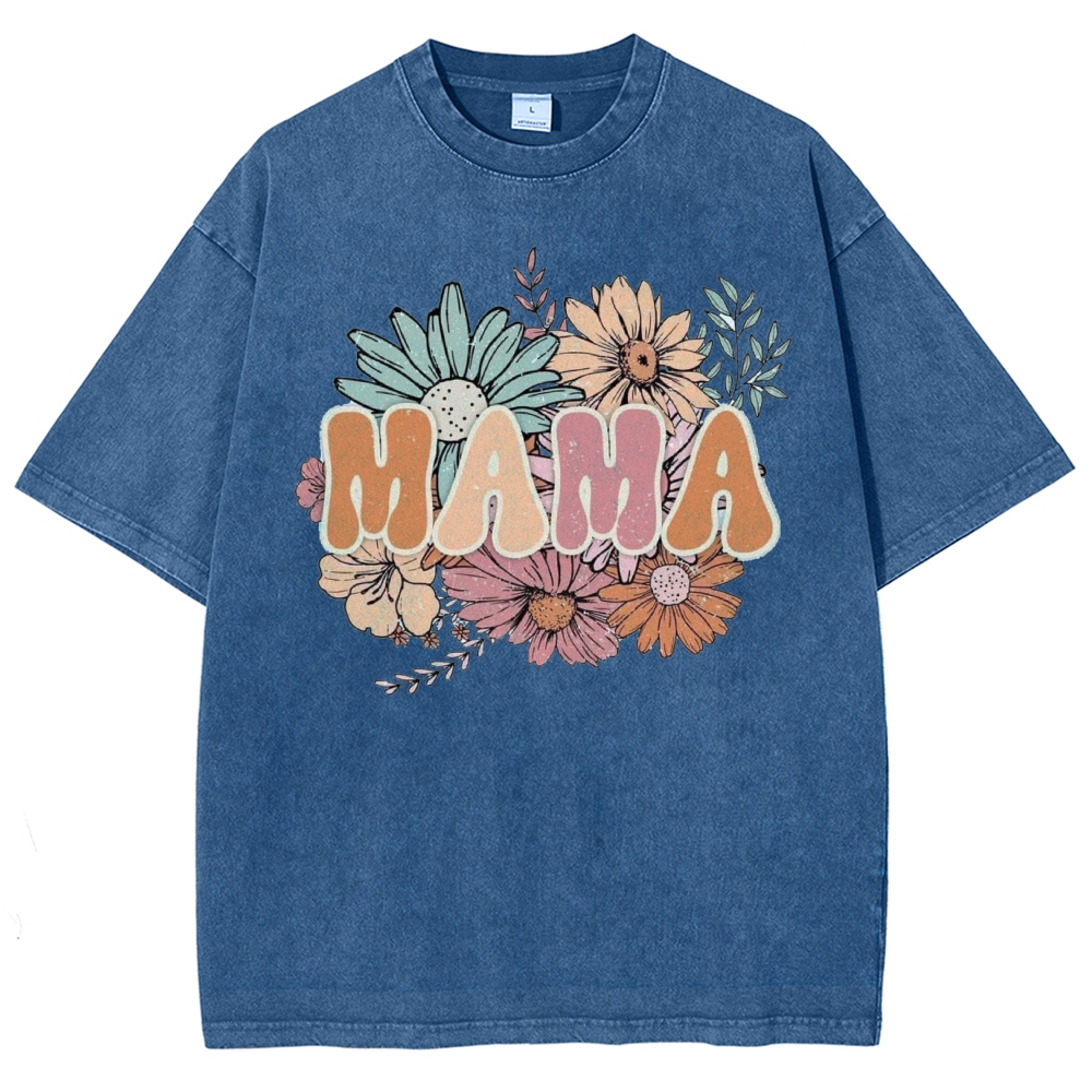 Flowers Mama Printed Washed Tee