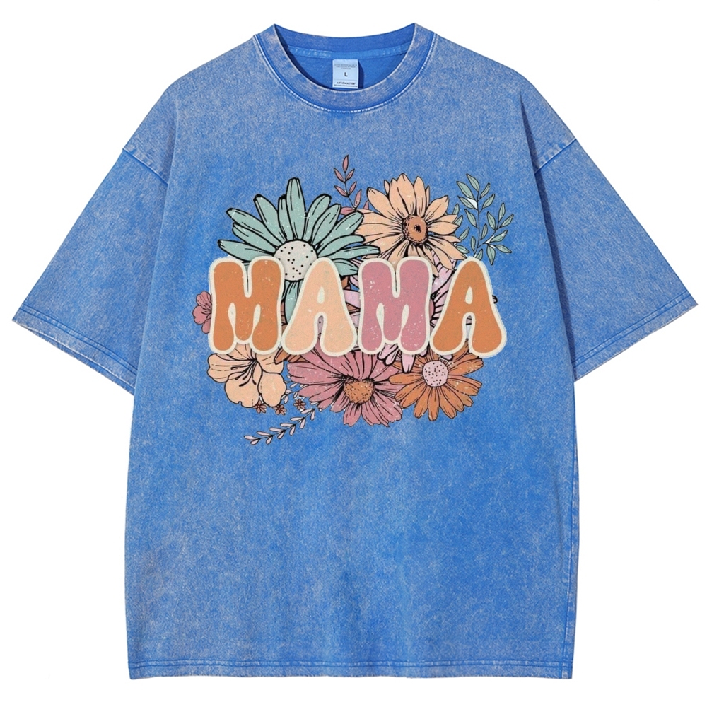Flowers Mama Printed Washed Tee