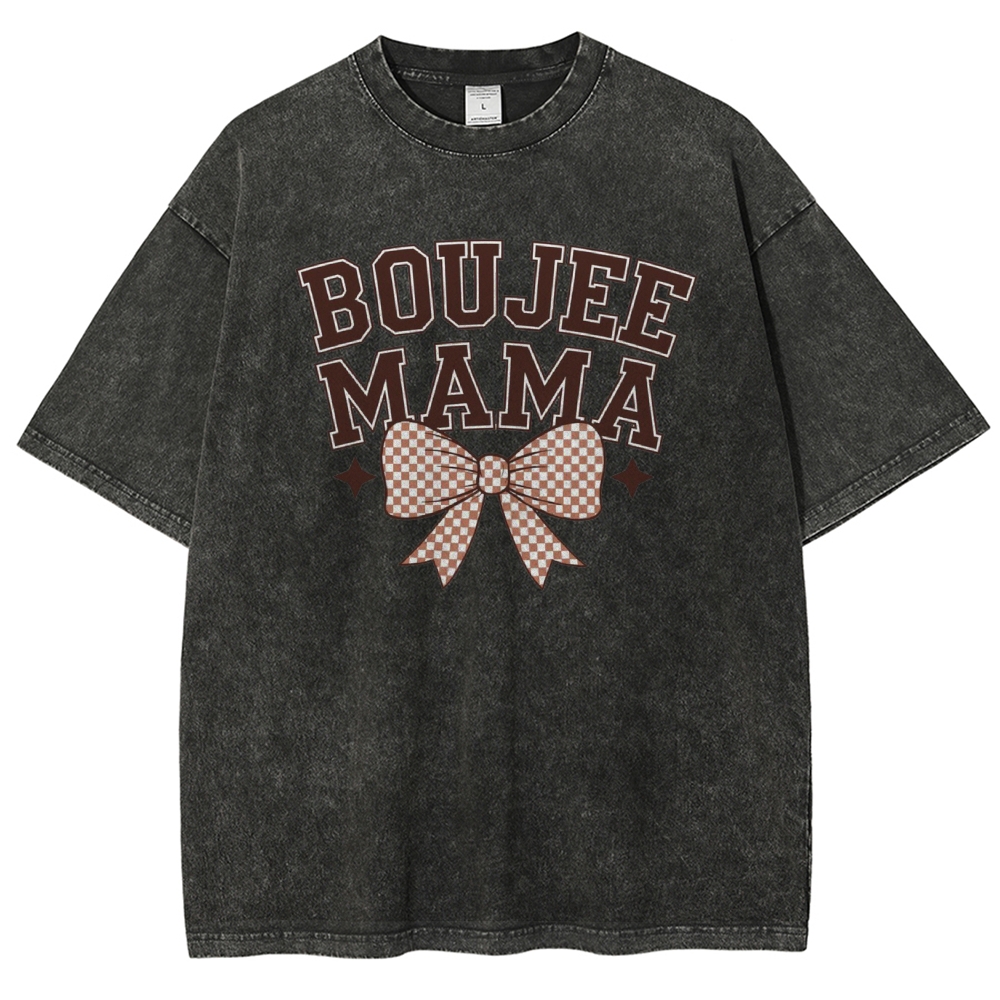 Boujee Mama Bow Printed Washed Tee