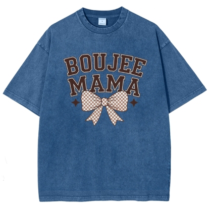 Boujee Mama Bow Printed Washed Tee