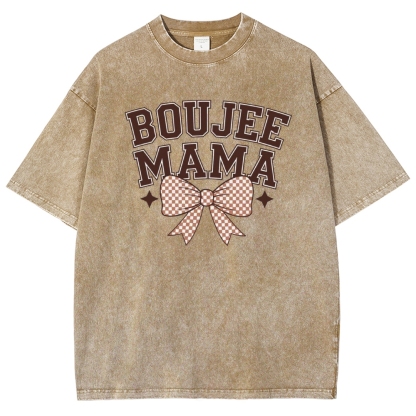 Boujee Mama Bow Printed Washed Tee