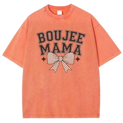 Boujee Mama Bow Printed Washed Tee