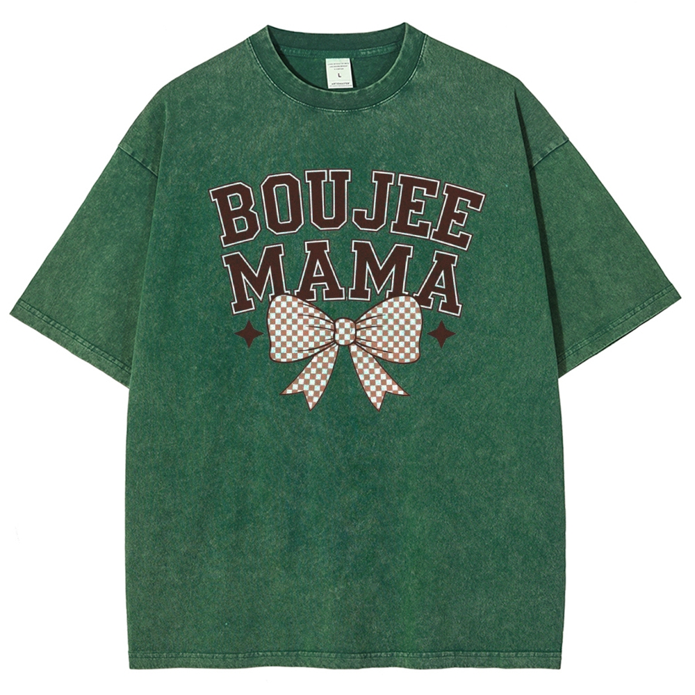 Boujee Mama Bow Printed Washed Tee