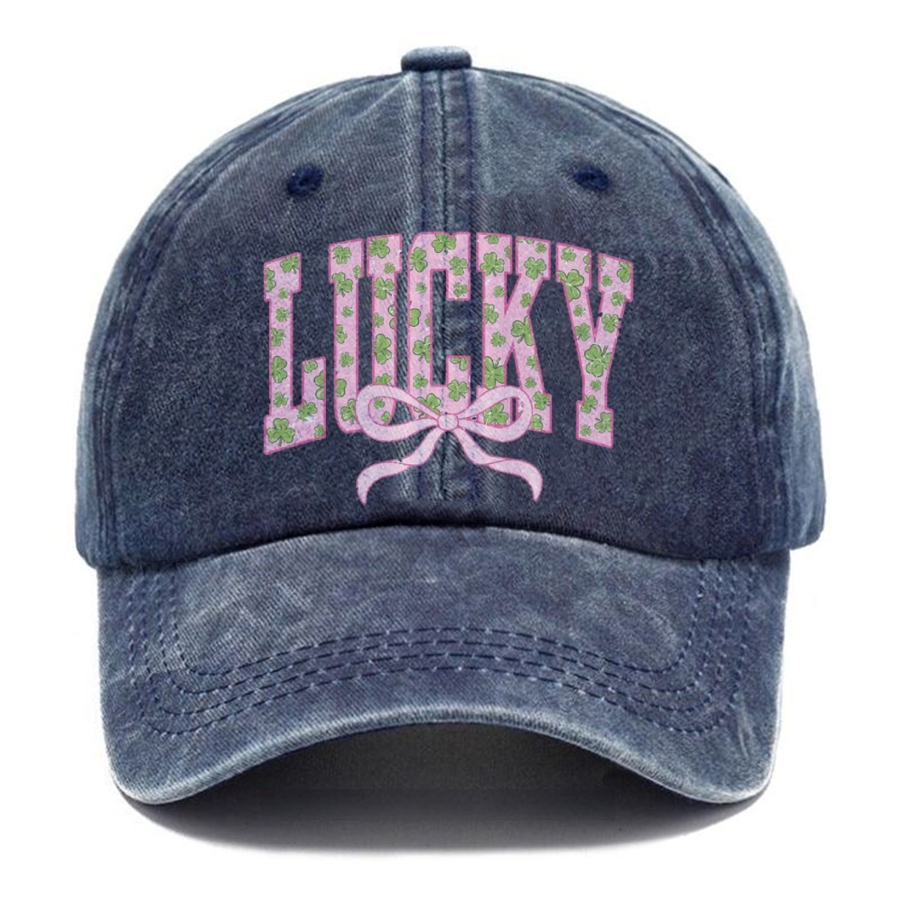 Unisex Vintage Casual Four-Leaf Clover Lucky Washed Cap