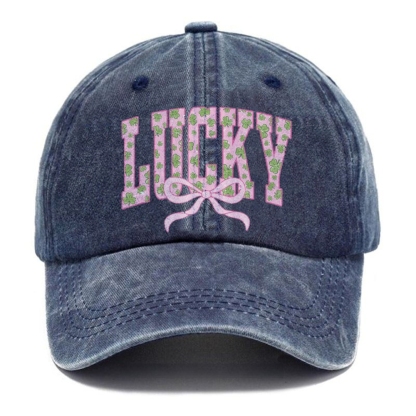 Unisex Vintage Casual Four-Leaf Clover Lucky Washed Cap