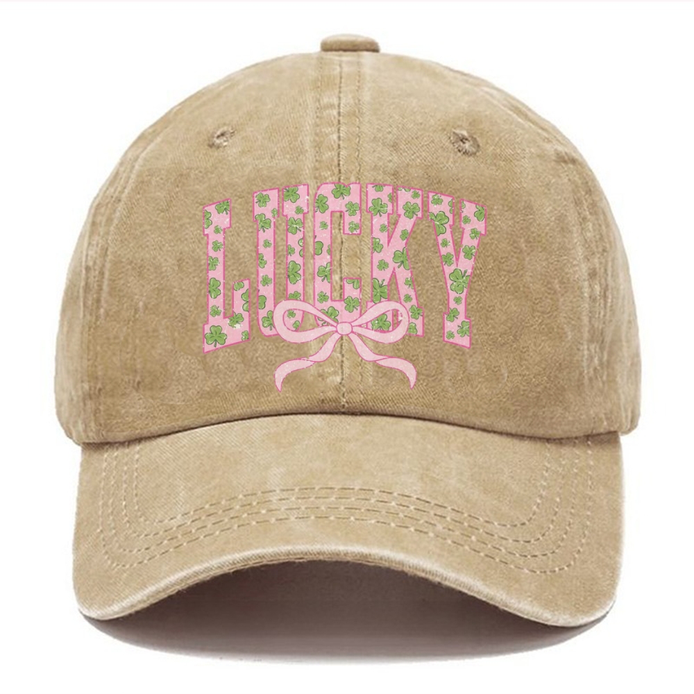 Unisex Vintage Casual Four-Leaf Clover Lucky Washed Cap