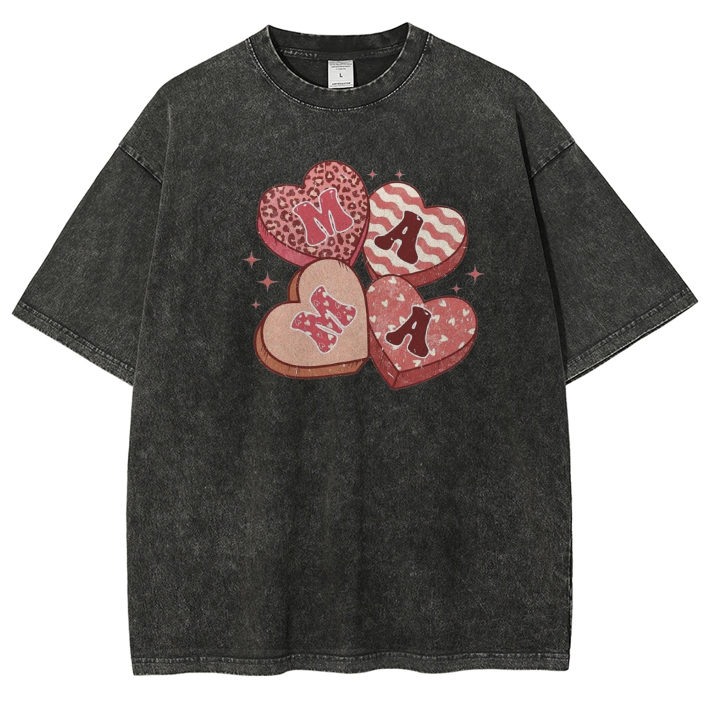 Unisex Mama heart Printed Washed Tee
