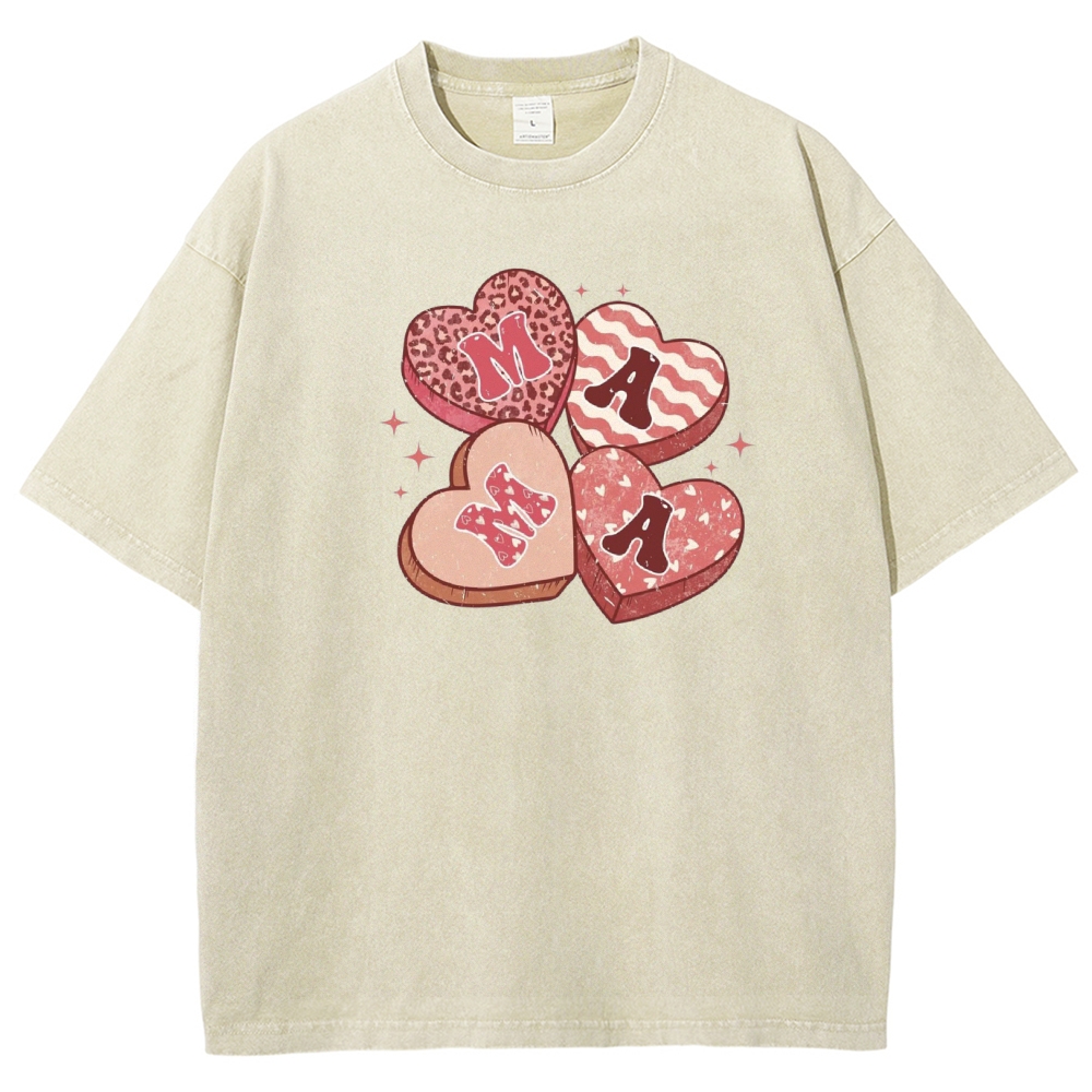 Unisex Mama heart Printed Washed Tee