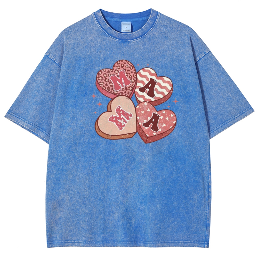 Unisex Mama heart Printed Washed Tee