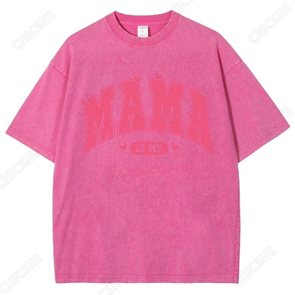 Pink Heart Mama Print Washed Tee