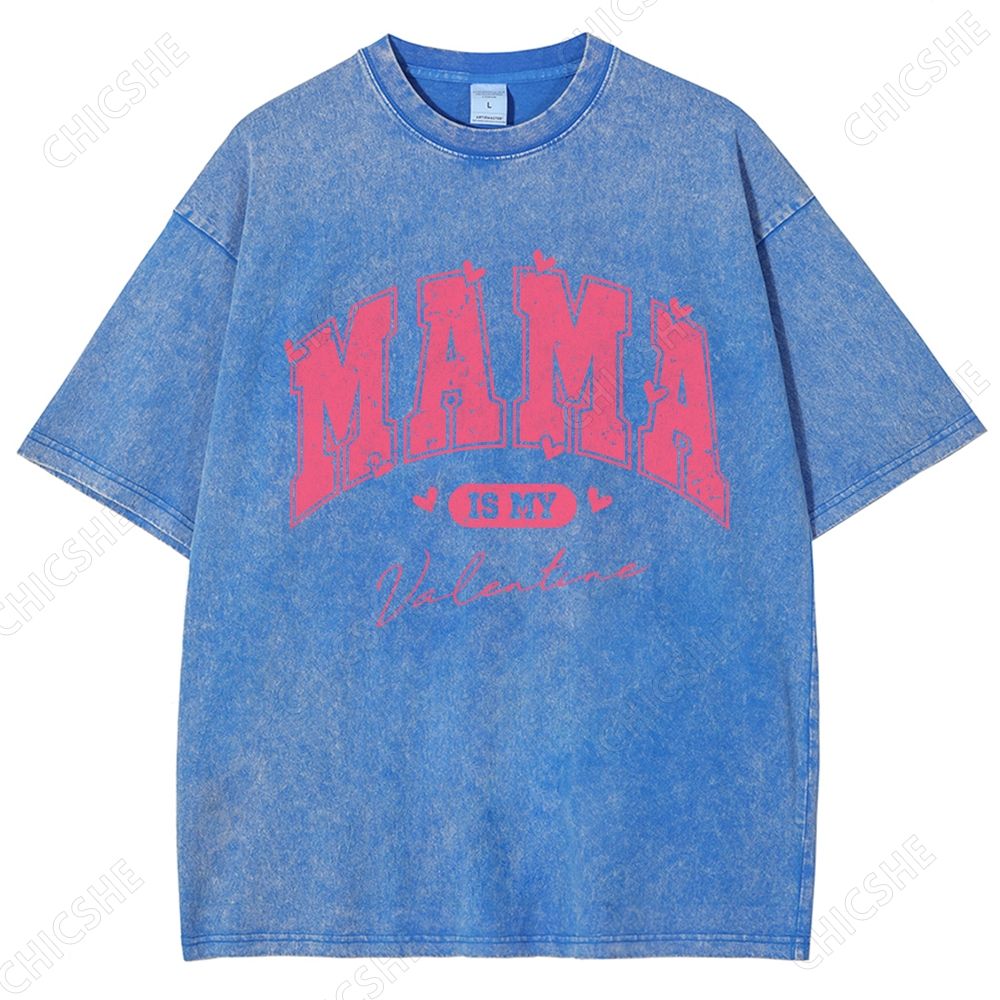 Pink Heart Mama Print Washed Tee