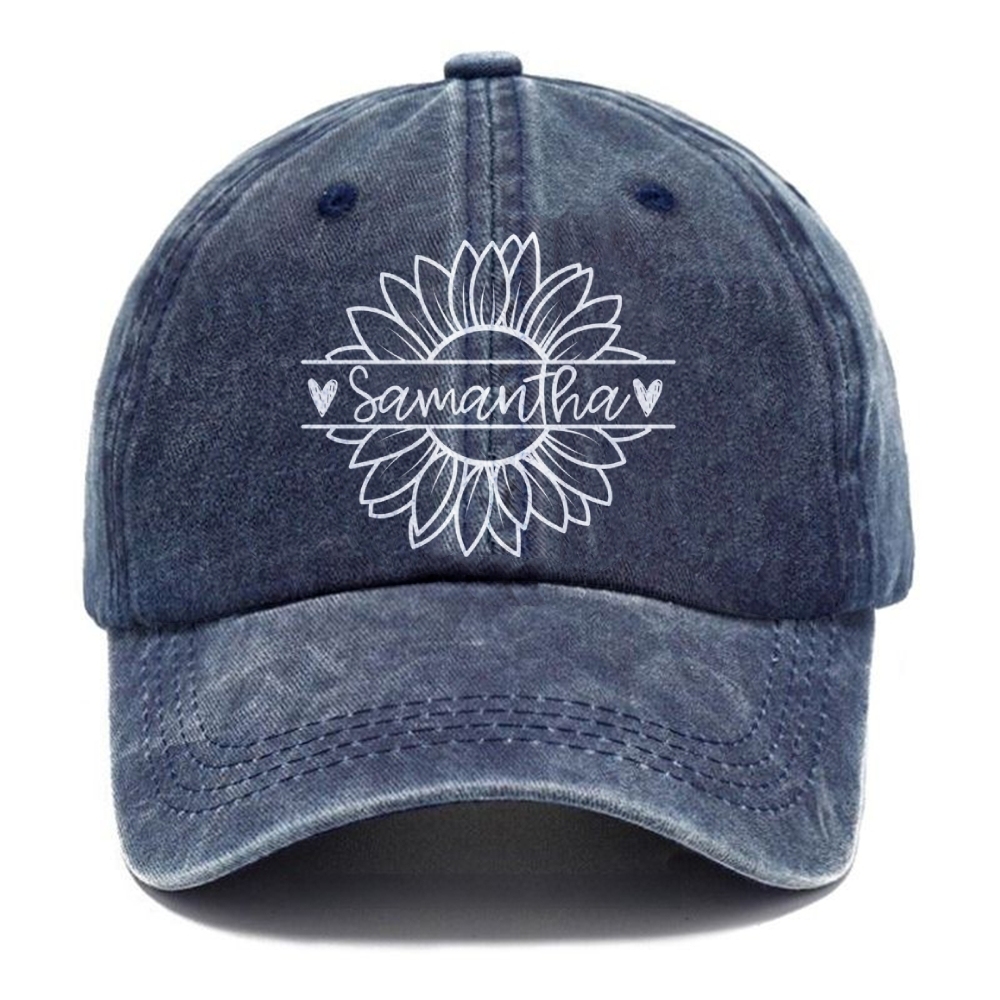 Custom Flower Mama Vintage Casual Washed Cap