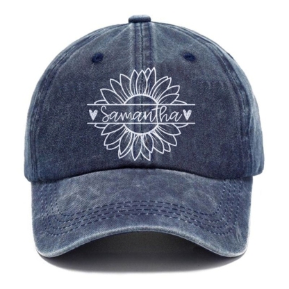 Custom Flower Mama Vintage Casual Washed Cap