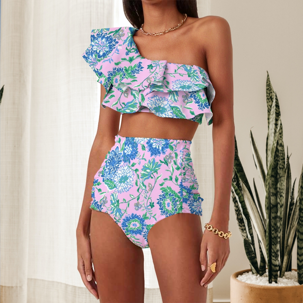 Women's Floral Art Nylon Polyester Swimsuit