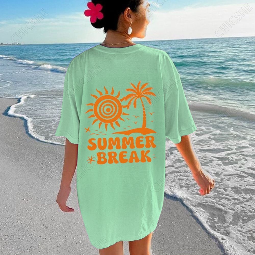 Beach Summer Break Printed Tee