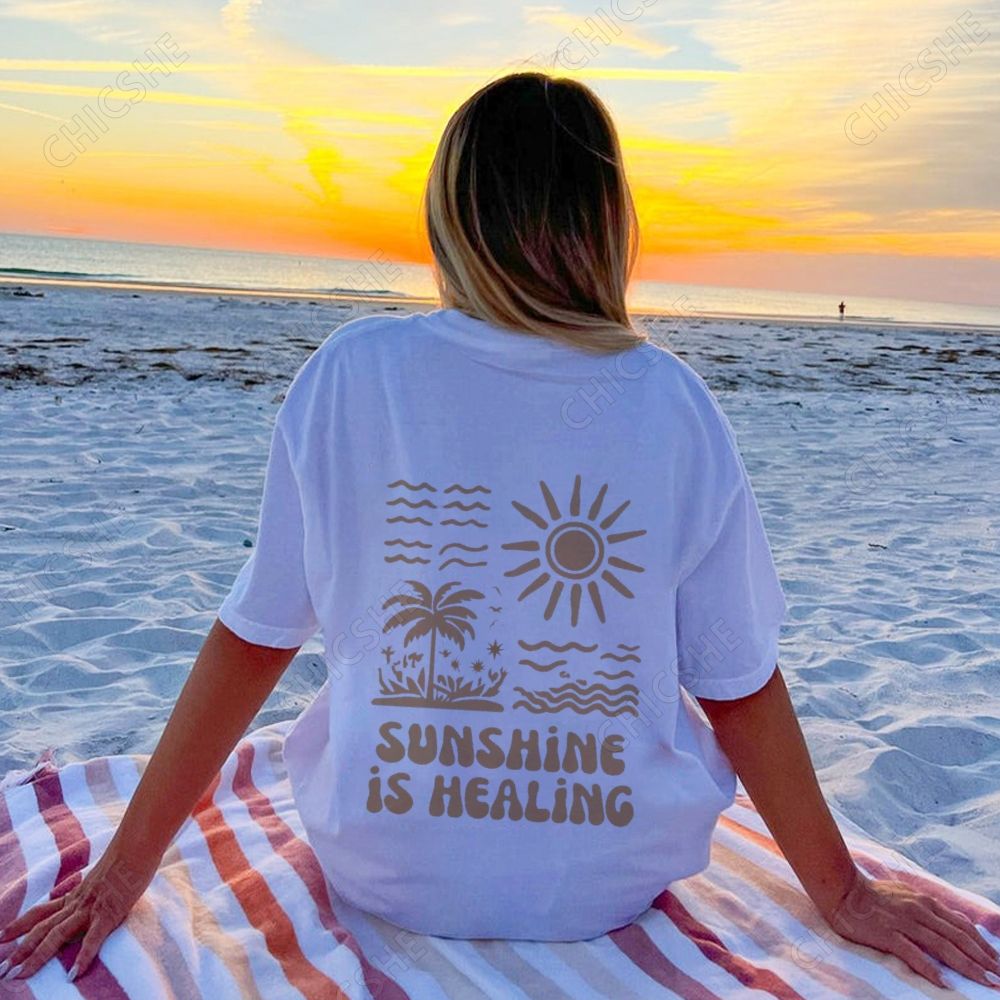 Beach Sunshine Is Healing Back Printed Tee
