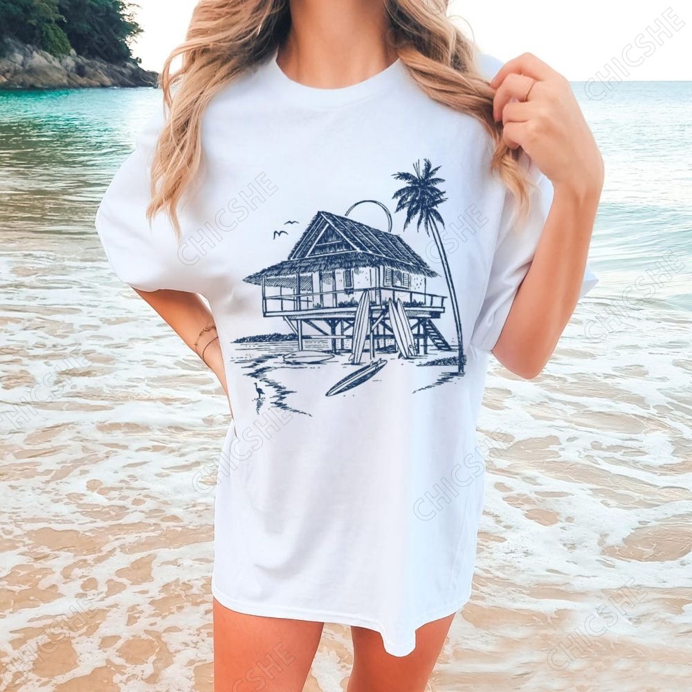 Beach Cabin Printed Tee