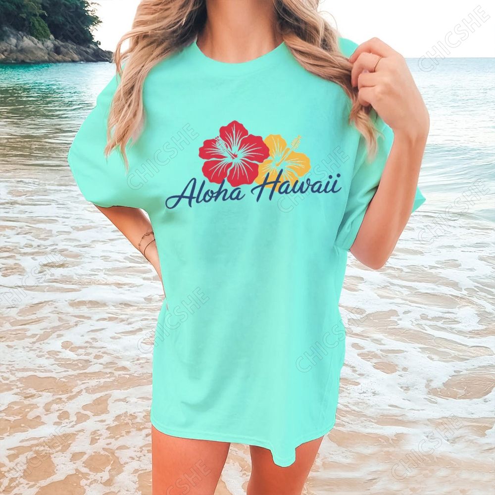 Beach Aloha Colorful flower Printed Tee