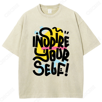 Inspire Yourself Letter Printed Washed Tee