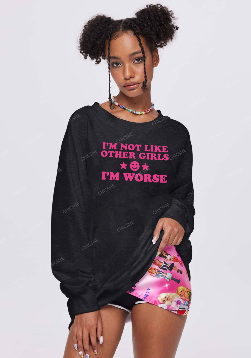 I'm Worse Y2K Washed Sweatshirts Chicshe