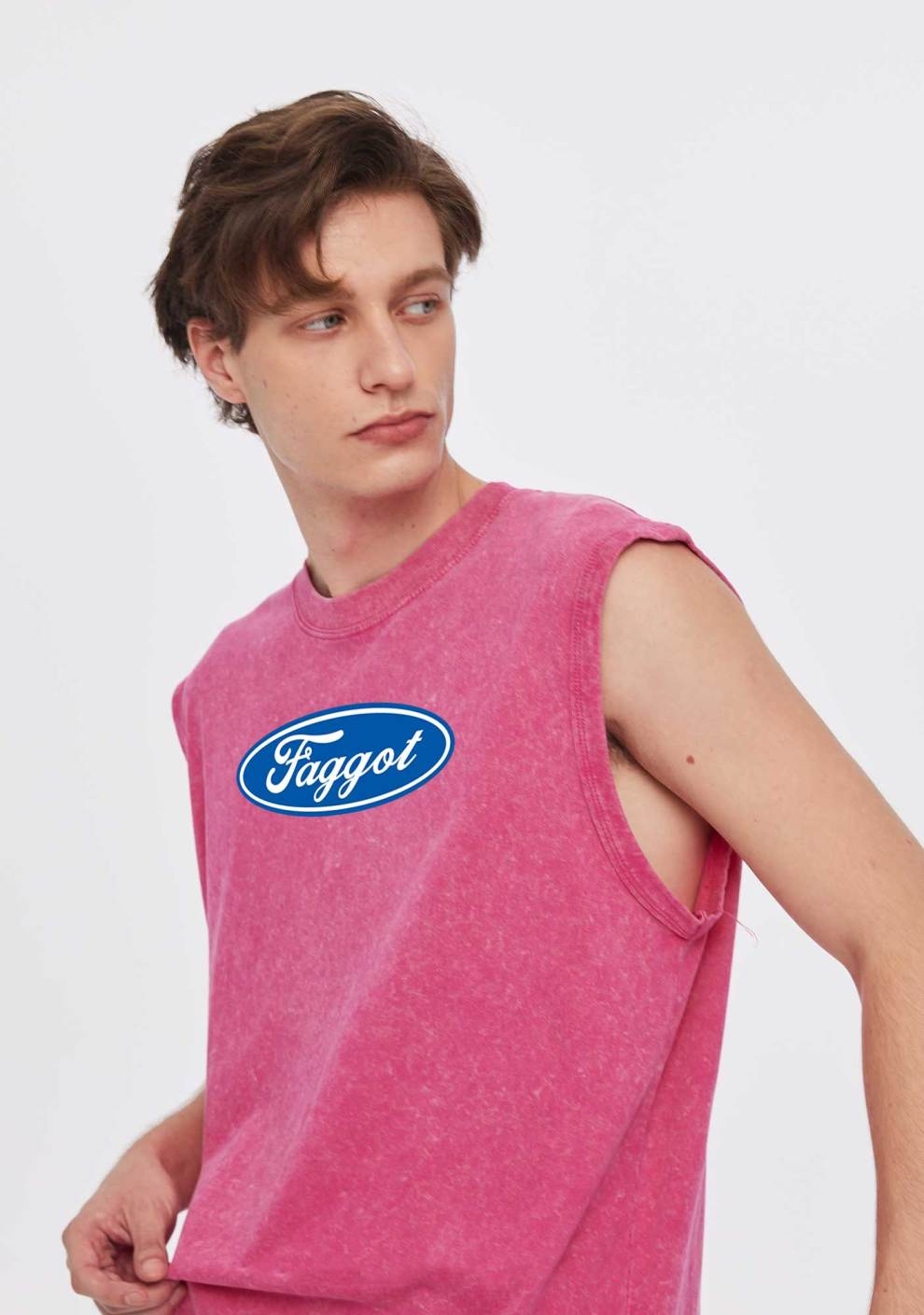 Faggot Pride Y2K Washed Muscle Tank Chicshe