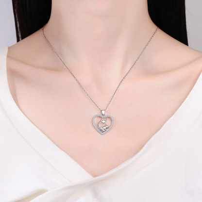 Mother Zircon Heart Necklace