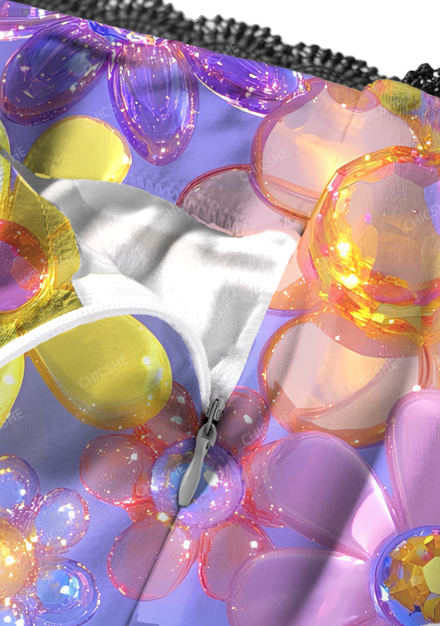 Chicshe Colorful Crystal Flower Print Y2K Print Midi Skirt 