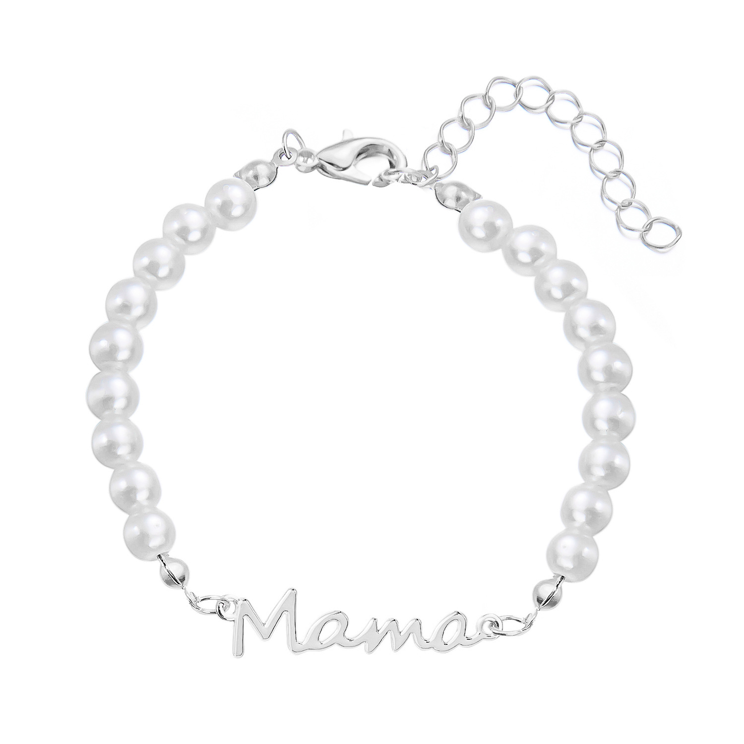 French Retro Style Letter Mama Pearl Bracelet Necklace