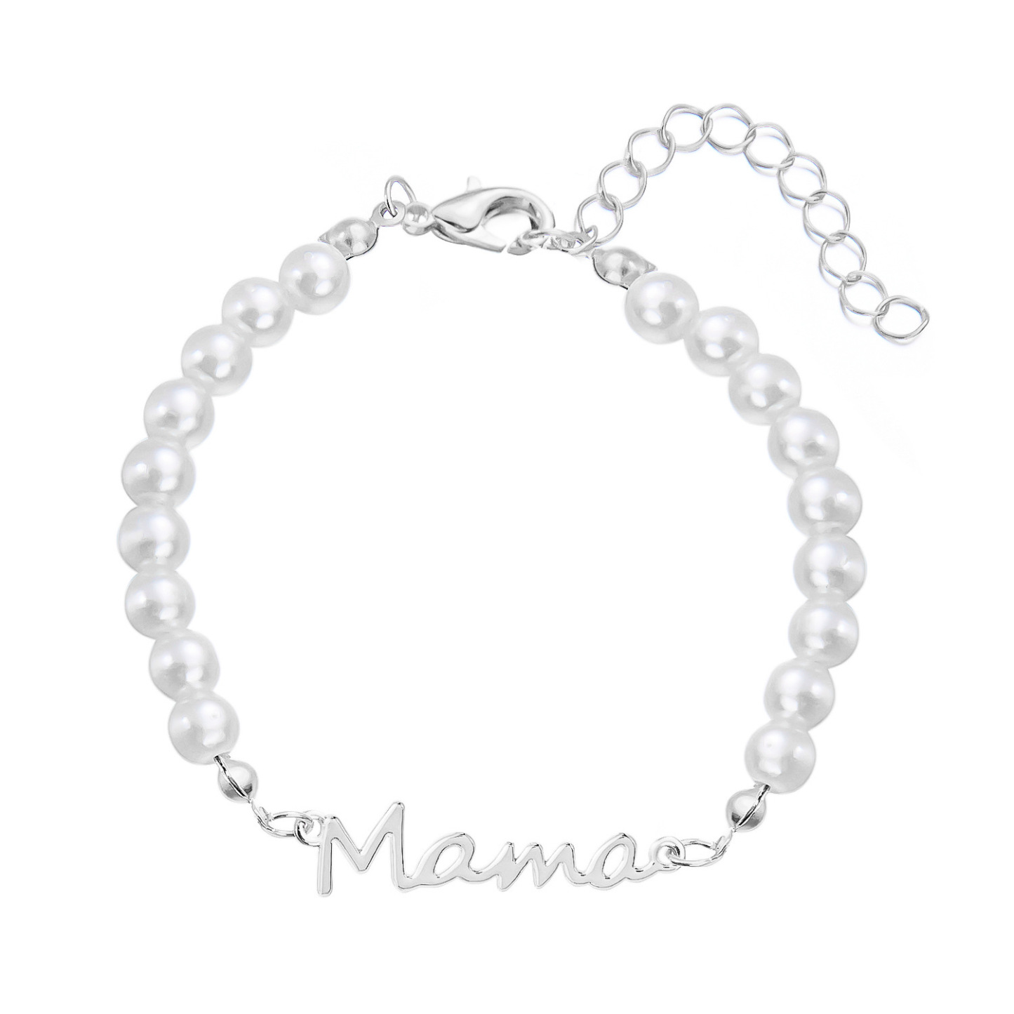 French Retro Style Letter Mama Pearl Bracelet Necklace