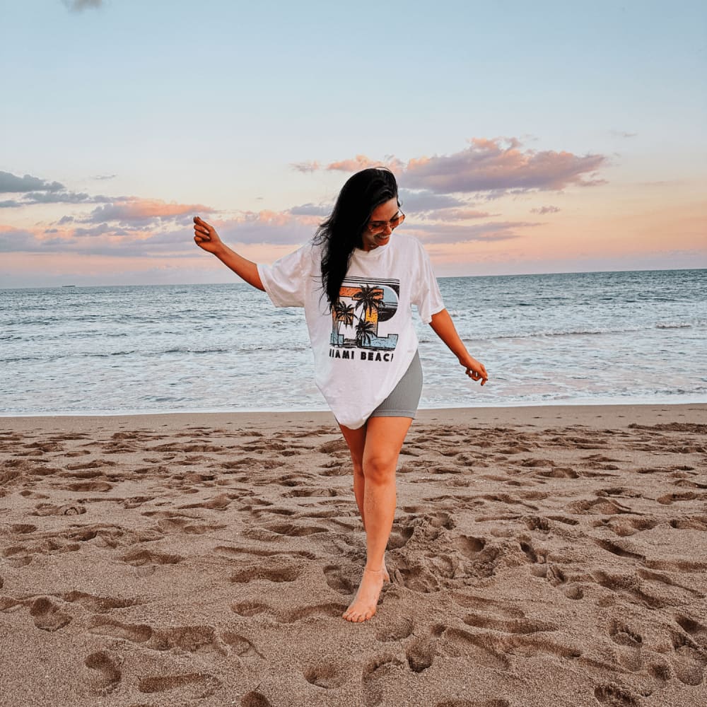 Miami Beach FL Retro Beach Tee Summer Tee