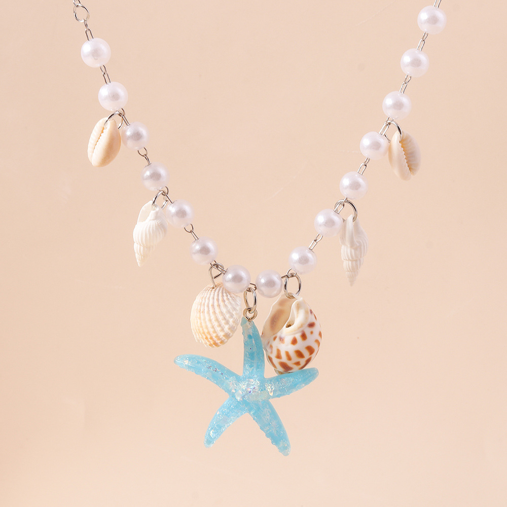 Multi-Color Pearl Conch Starfish Necklace