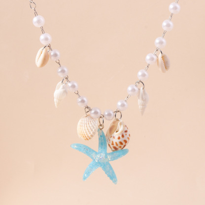 Multi-Color Pearl Conch Starfish Necklace