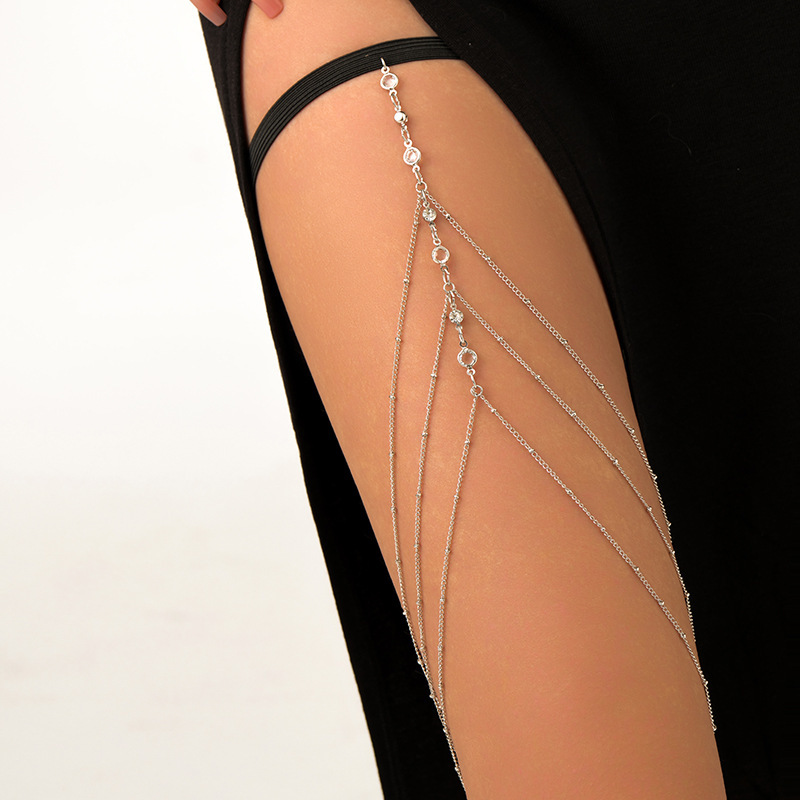 Diamond Multi-Layers Clip Bead Chain Leg Chain