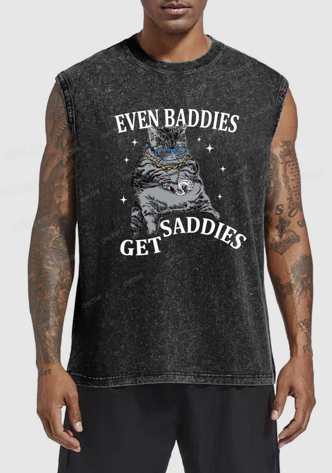 Even Baddies Get Saddies Y2K Washed Tank Chicshe