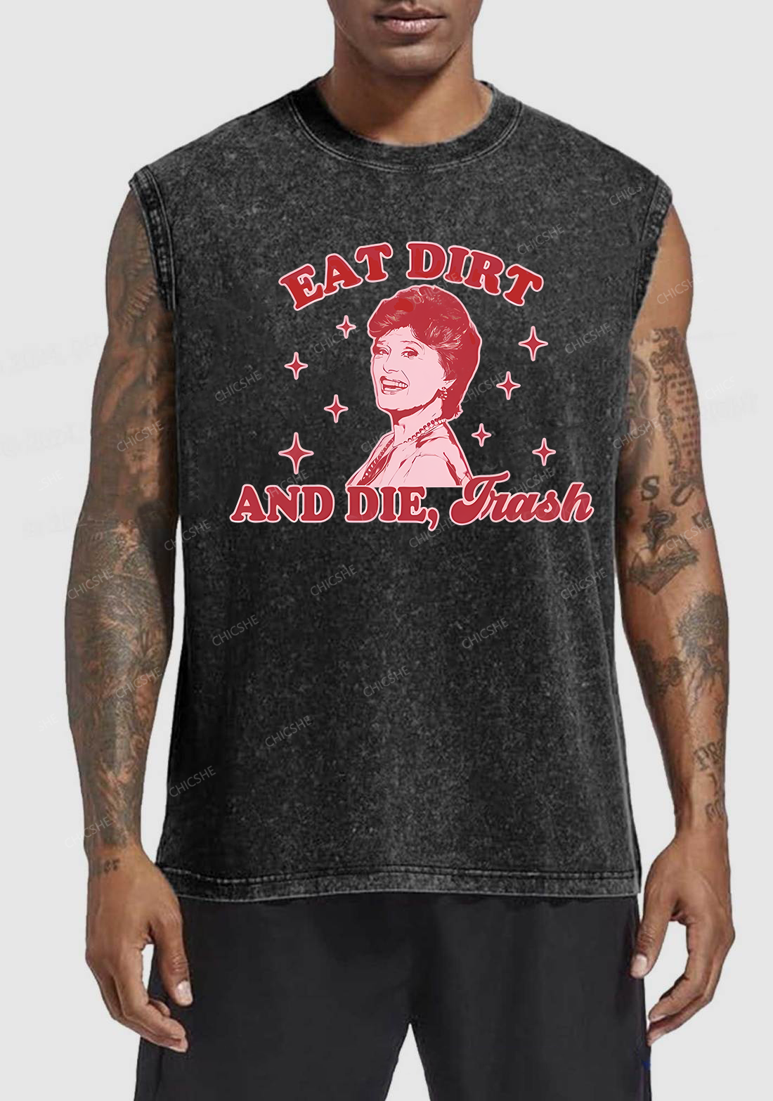 Eat Dirt And Die Y2K Washed Tank Chicshe