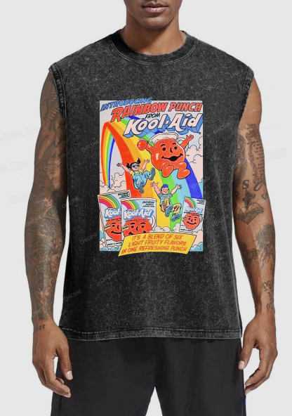 Rainbow Punch Y2K Washed Tank Chicshe