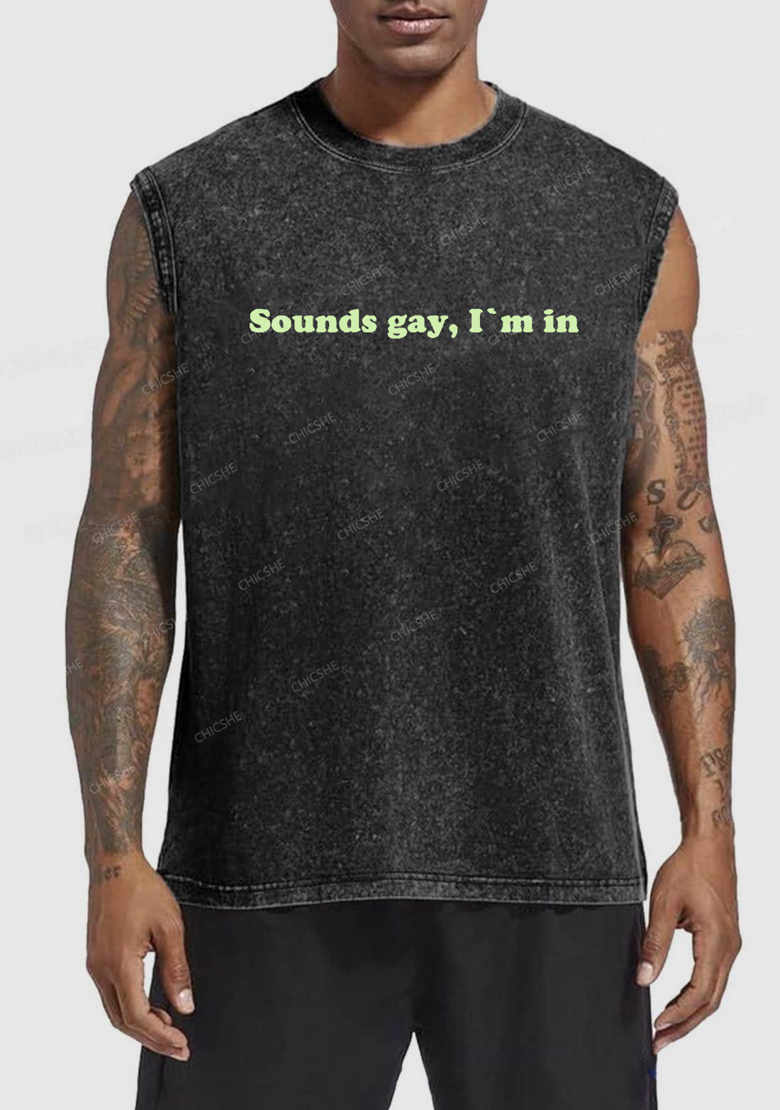 Sounds Gay Y2K Washed Tank Chicshe
