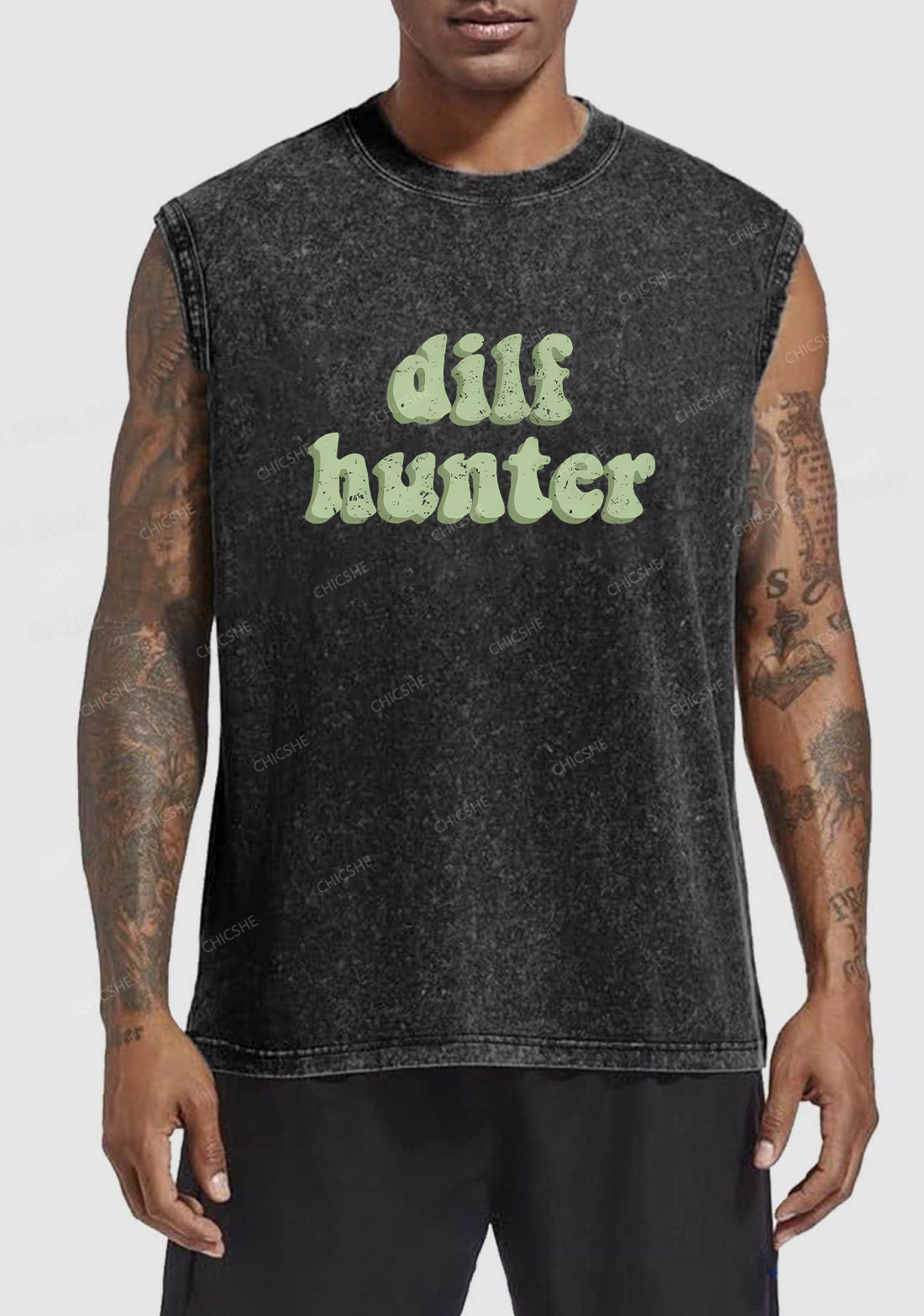 Green Hunter Y2K Washed Tank Chicshe