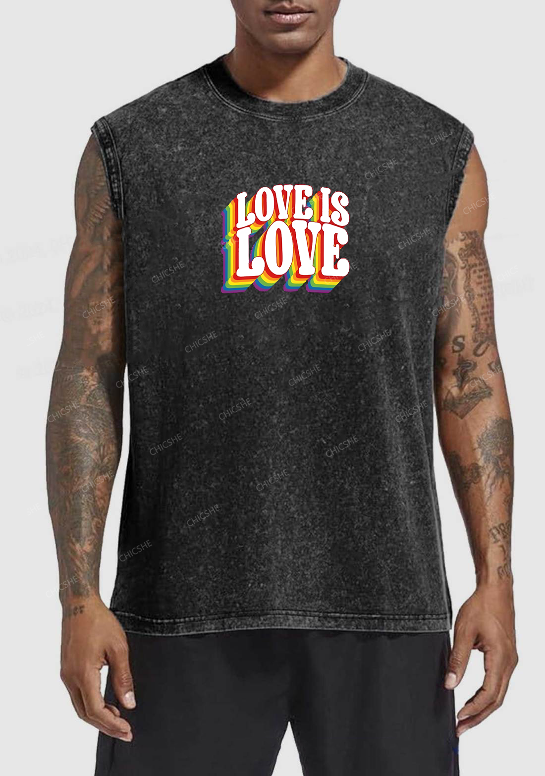 Chicshe Love Is Love Y2K Washed Muscle Tank 