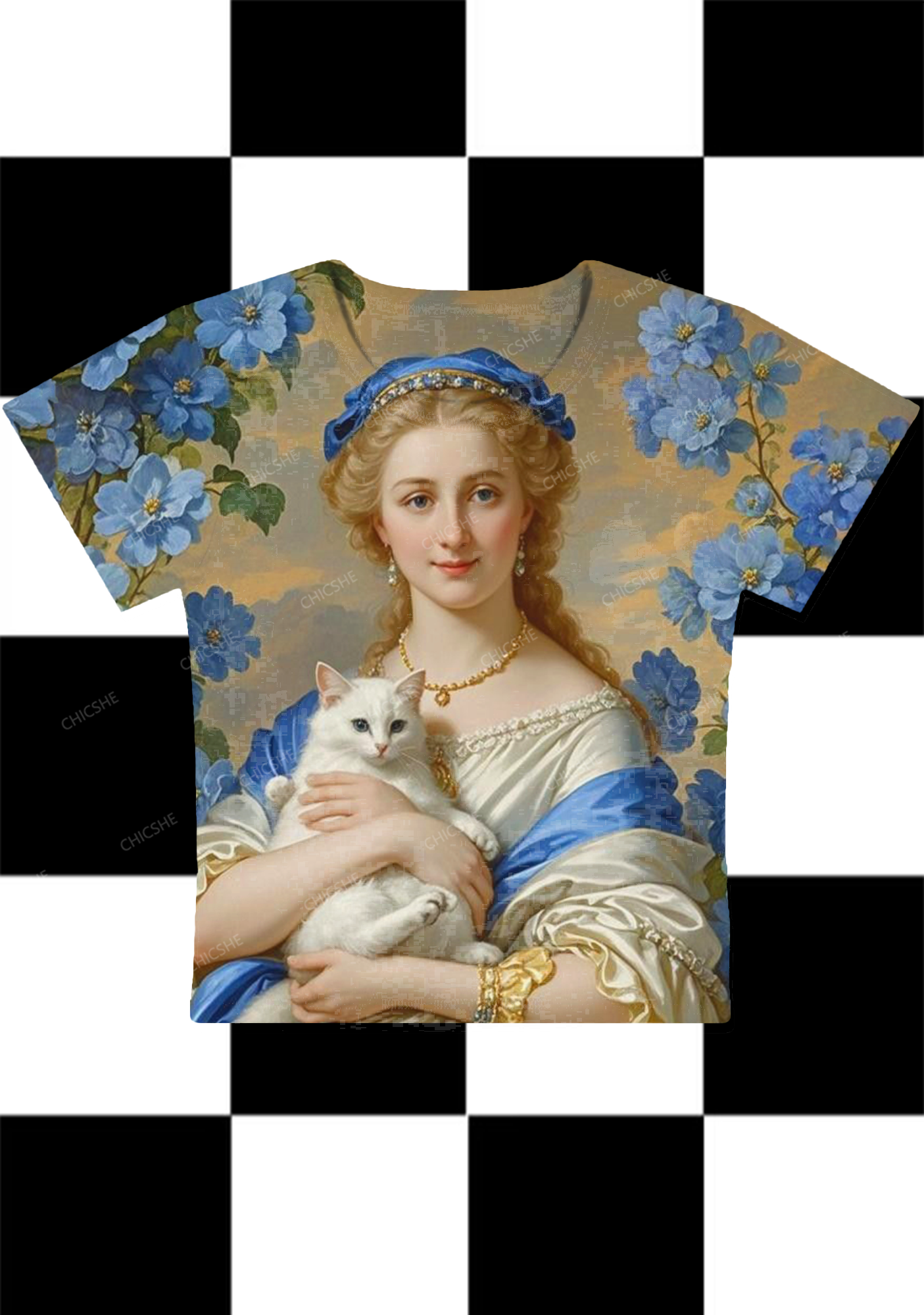 Chicshe Woman And Cat Y2K Baby Tee 
